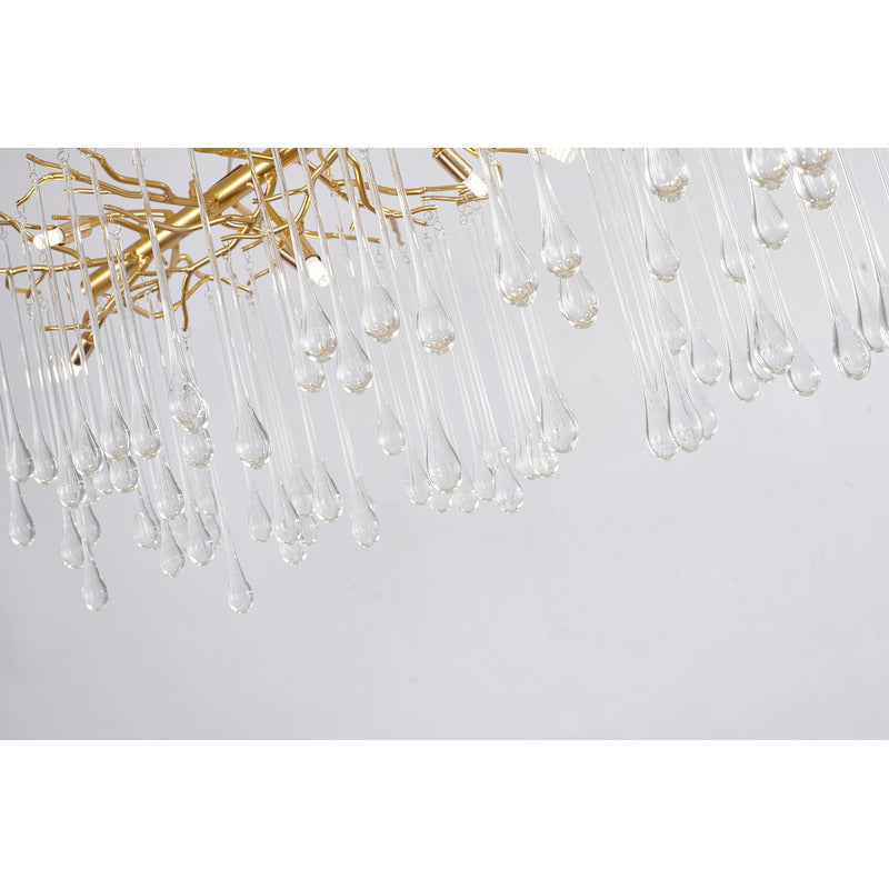 Aluminium Frame Chandelier with Clear Glass Hanging Drops by Bethel - view 22