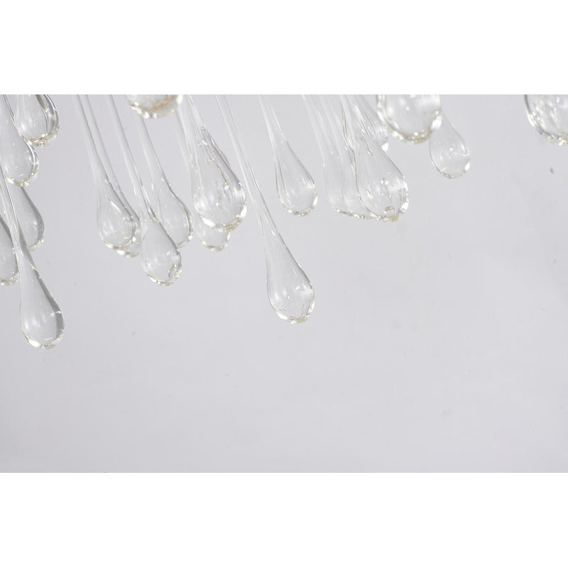 Aluminium Frame Chandelier with Clear Glass Hanging Drops by Bethel - view 23