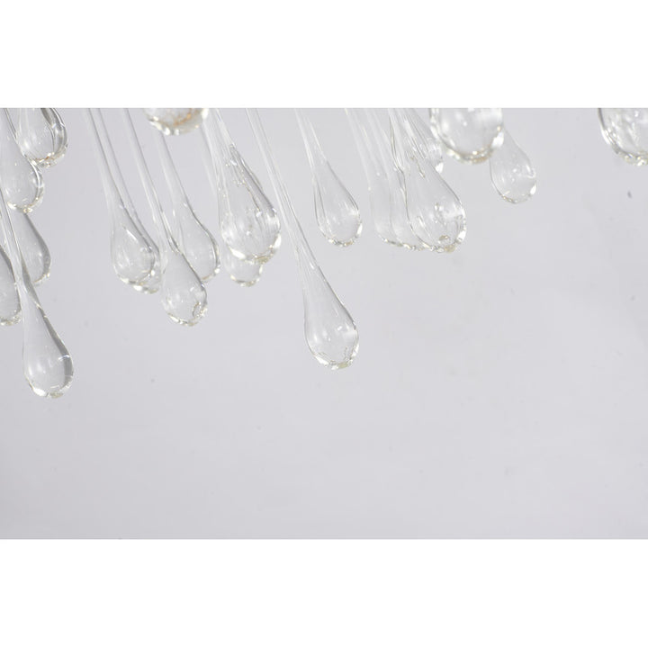 Aluminium Frame Chandelier with Clear Glass Hanging Drops by Bethel - view 23