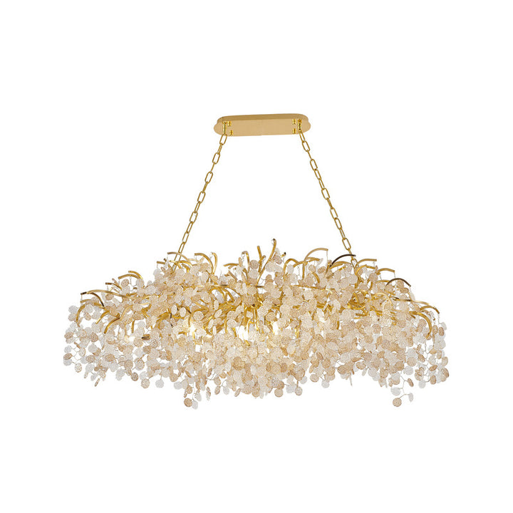 Aluminium Frame Chandelier with Clear &amp; Champagne Glass Hanging Petals