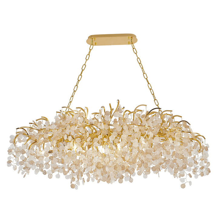Aluminium Frame Chandelier with Clear &amp; Champagne Glass Hanging Petals