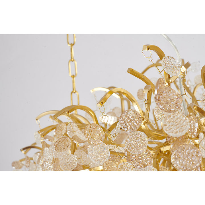 Aluminium Frame Chandelier with Clear &amp; Champagne Glass Hanging Petals