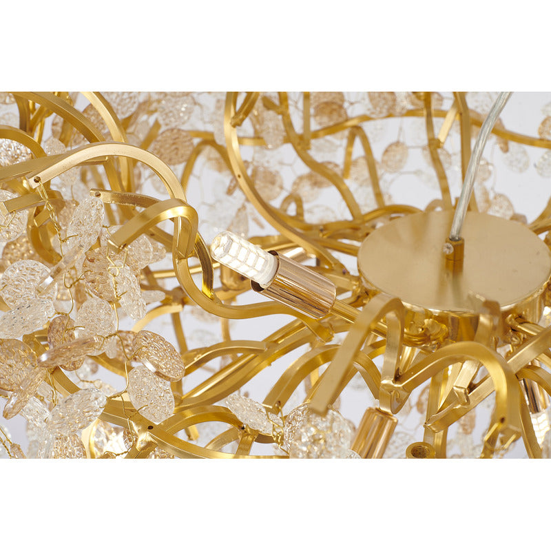 Aluminium Frame Chandelier with Clear &amp; Champagne Glass Hanging Petals