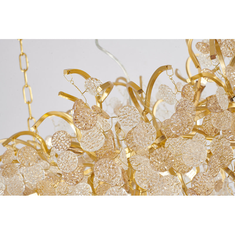 Aluminium Frame Chandelier with Clear &amp; Champagne Glass Hanging Petals