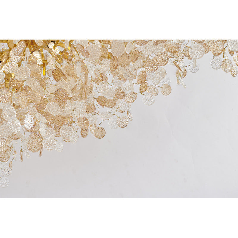 Aluminium Frame Chandelier with Clear &amp; Champagne Glass Hanging Petals