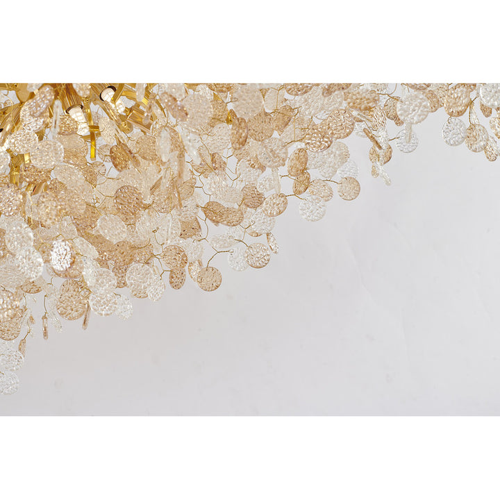 Aluminium Frame Chandelier with Clear &amp; Champagne Glass Hanging Petals