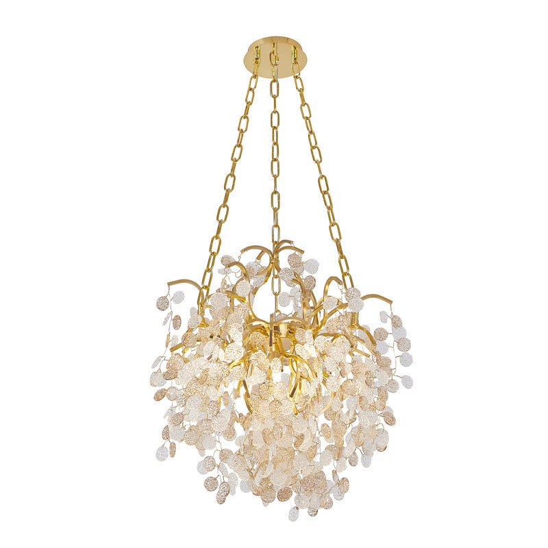Aluminium Frame Chandelier with Clear &amp; Champagne Glass Hanging Petals