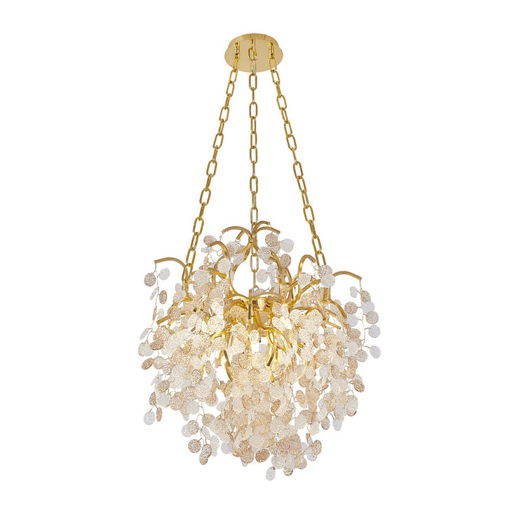 Aluminium Frame Chandelier with Clear &amp; Champagne Glass Hanging Petals