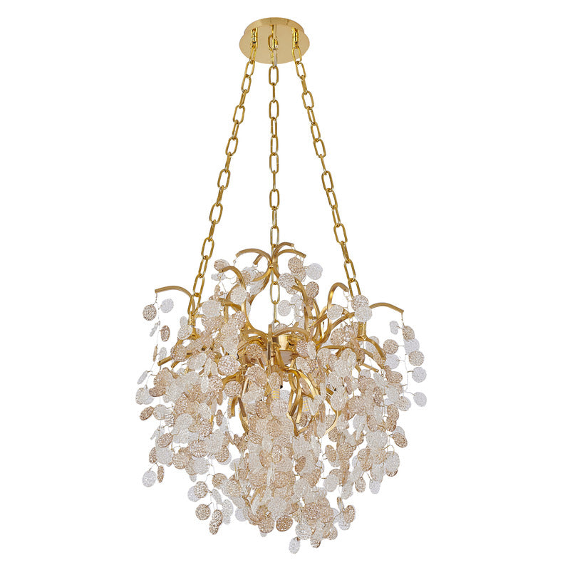 Aluminium Frame Chandelier with Clear &amp; Champagne Glass Hanging Petals