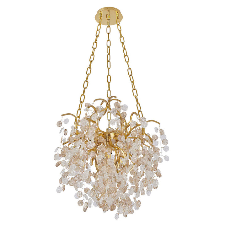 Aluminium Frame Chandelier with Clear &amp; Champagne Glass Hanging Petals