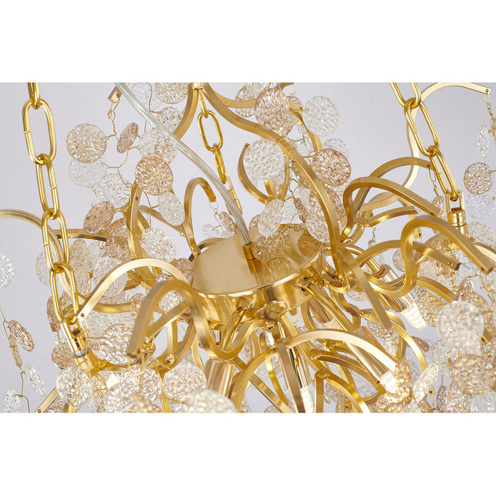 Aluminium Frame Chandelier with Clear &amp; Champagne Glass Hanging Petals