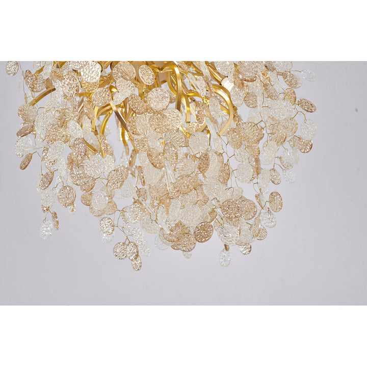 Aluminium Frame Chandelier with Clear &amp; Champagne Glass Hanging Petals