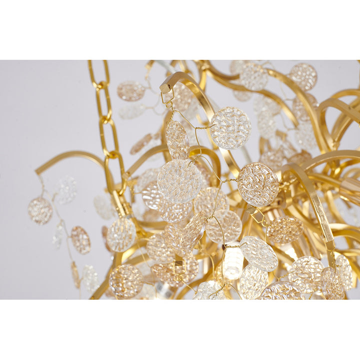 Aluminium Frame Chandelier with Clear &amp; Champagne Glass Hanging Petals