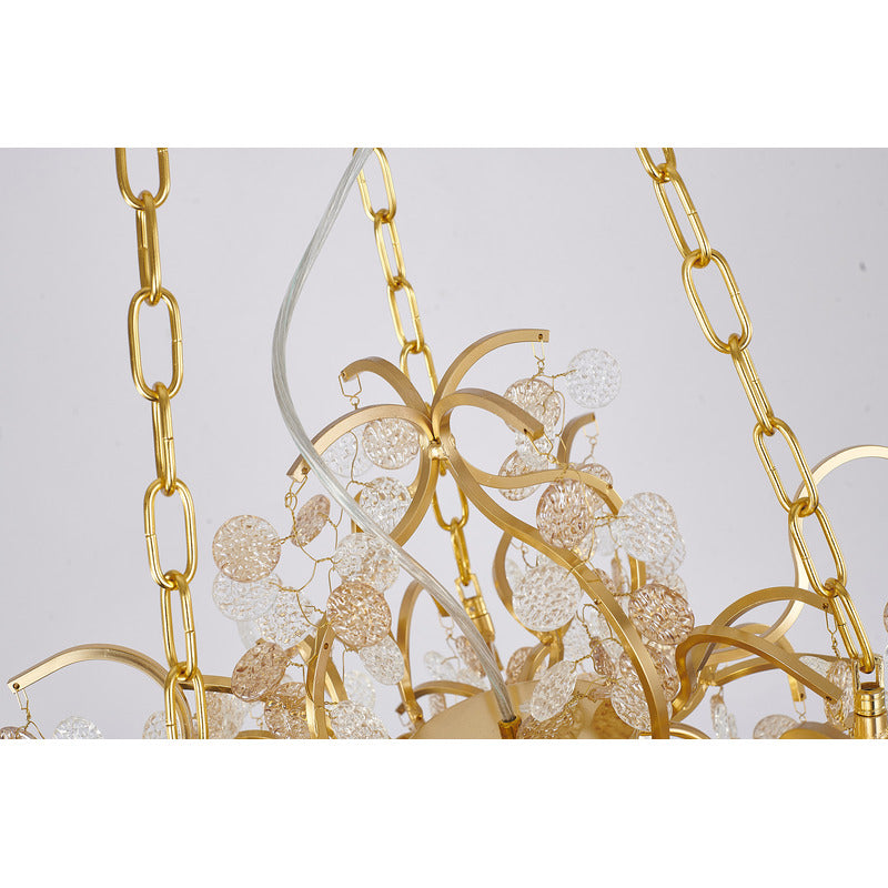 Aluminium Frame Chandelier with Clear &amp; Champagne Glass Hanging Petals