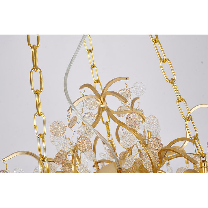 Aluminium Frame Chandelier with Clear &amp; Champagne Glass Hanging Petals