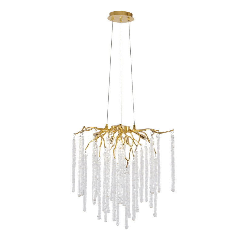 Aluminium Frame Chandelier with Clear Glass Hanging Drops, 23.6", by Bethel