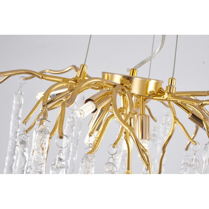 Aluminium Frame Chandelier with Clear Glass Hanging Drops by Bethel - view 3