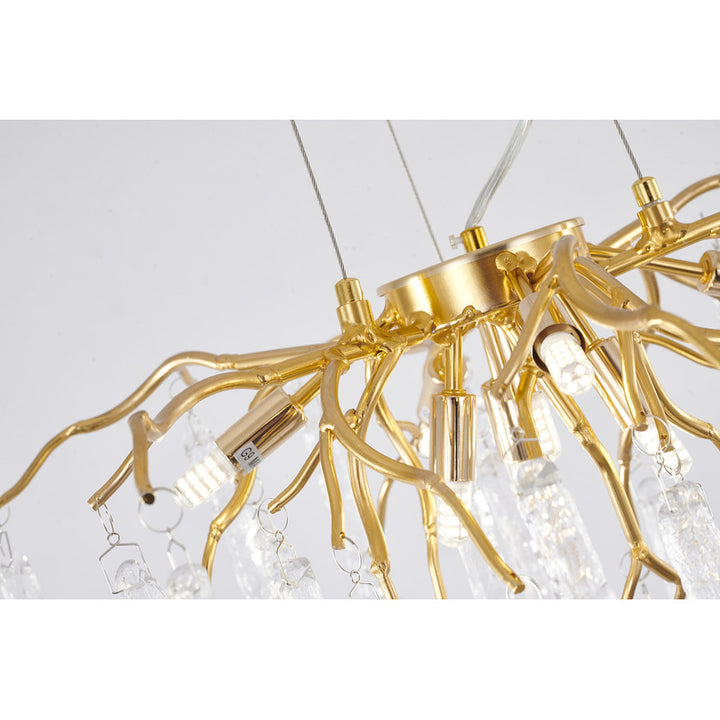 Aluminium Frame Chandelier with Clear Glass Hanging Drops by Bethel - view 5