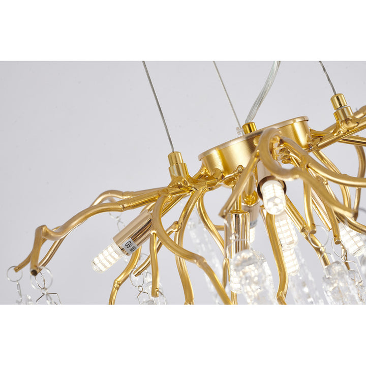Aluminium Frame Chandelier with Clear Glass Hanging Drops by Bethel - view 7
