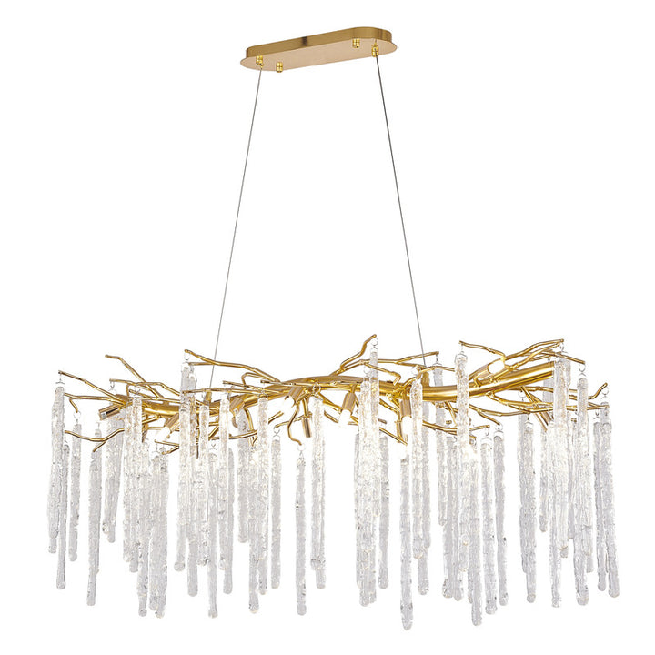 Gold Aluminium Branch Chandelier with Clear Glass Hanging Drops by Bethel - view 8