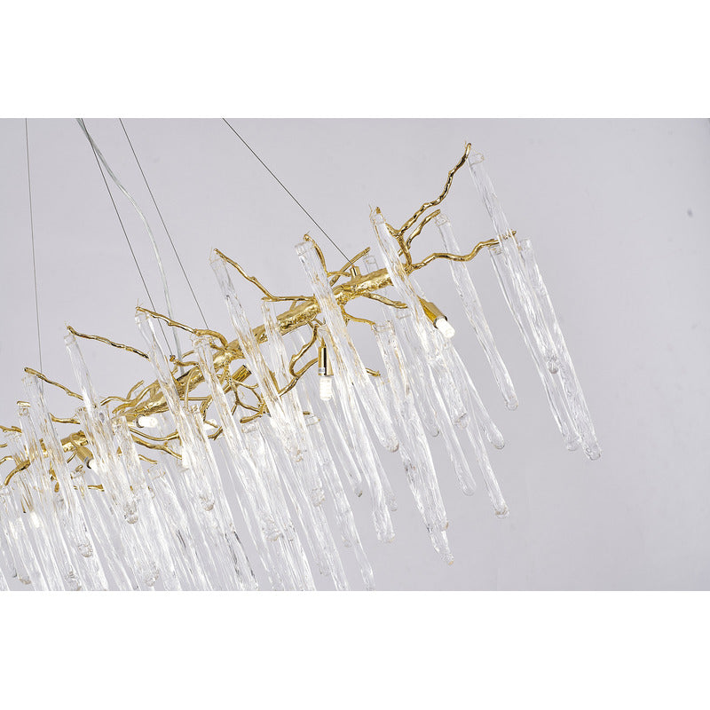 Solid Brass Branch Chandelier with Clear Hanging Glass Drops by Bethel - view 3