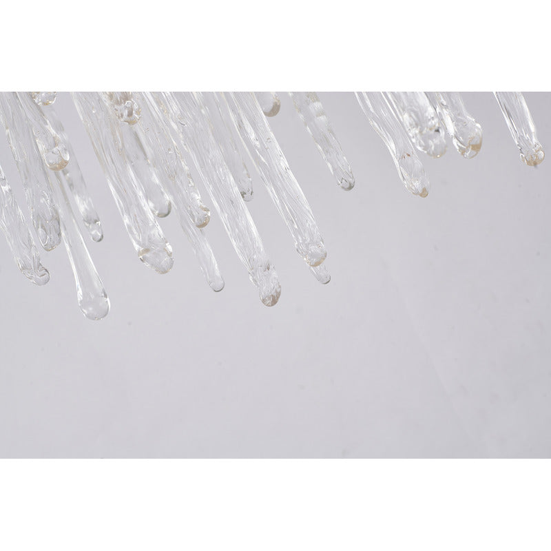 Solid Brass Branch Chandelier with Clear Hanging Glass Drops by Bethel - view 5