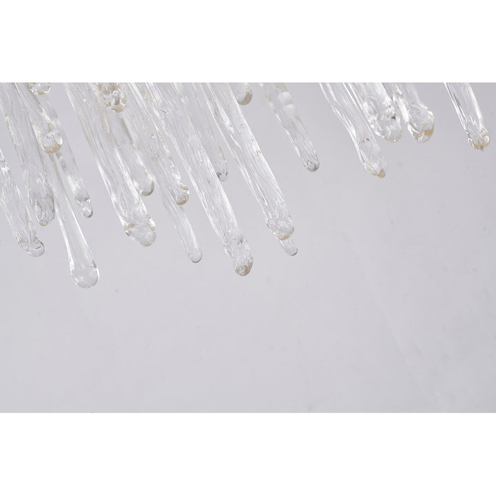 Solid Brass Branch Chandelier with Clear Hanging Glass Drops by Bethel - view 5