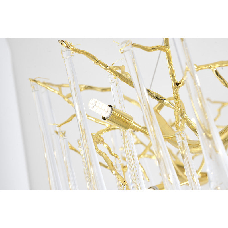 Three Tier Gold Solid Brass Frame Chandelier with Clear Glass Hanging Drops by Bethel - view 5