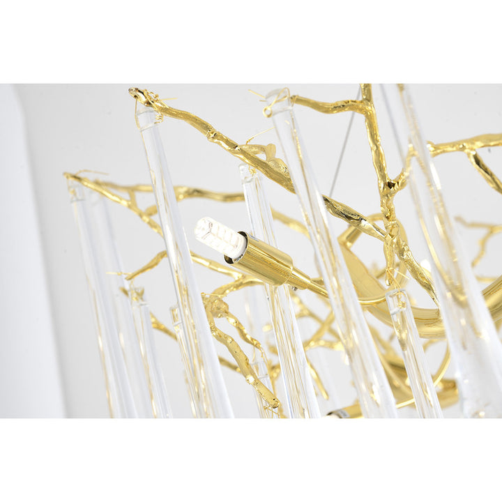 Three Tier Gold Solid Brass Frame Chandelier with Clear Glass Hanging Drops by Bethel - view 5