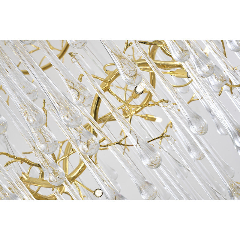 Three Tier Gold Solid Brass Frame Chandelier with Clear Glass Hanging Drops by Bethel - view 9
