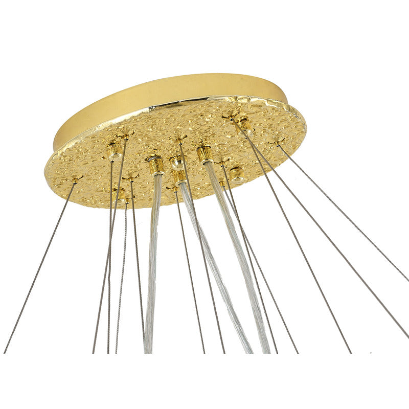Three Tier Gold Solid Brass Frame Chandelier with Clear Glass Hanging Drops by Bethel - view 10