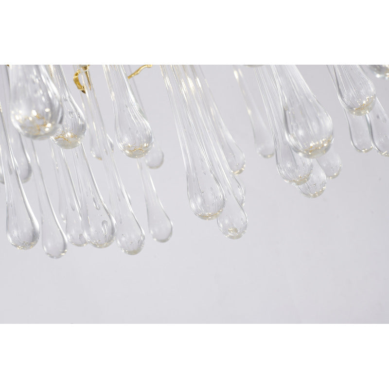 Gold Solid Brass Branch Chandelier with Clear Glass Hanging Drops by Bethel - view 6
