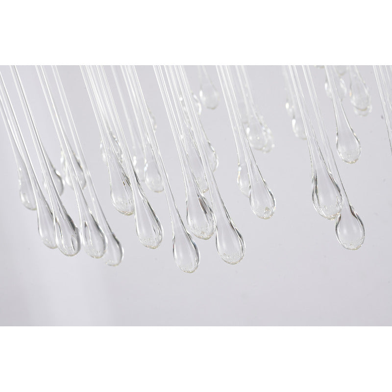 Gold Aluminum Frame Chandelier with Clear Glass Hanging Drops by Bethel - view 3