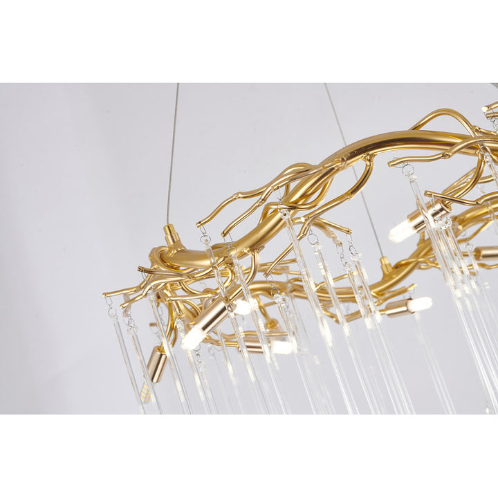 Gold Aluminum Frame Chandelier with Clear Glass Hanging Drops by Bethel - view 4