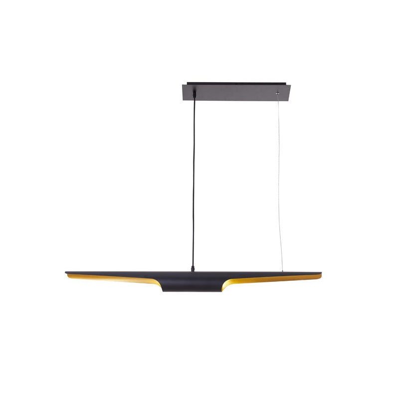 Black Tubed Pendant Light Fixture with Gold Interior by Bethel