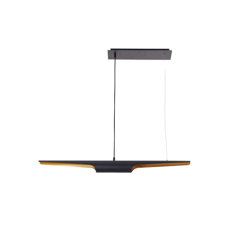 Black Tubed Pendant Light Fixture with Gold Interior by Bethel - view 2