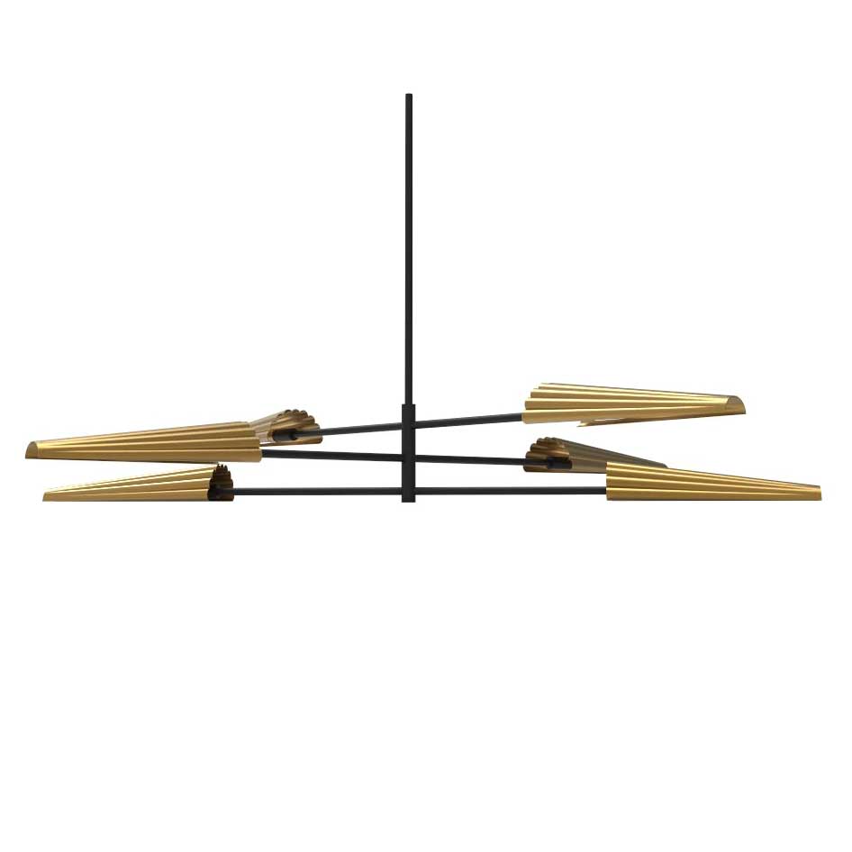 Cassie 6 Light Incandescent 3-Tier Chandelier in Matte Black & Aged Brass by Dainolite