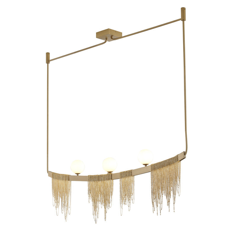 Hairline Chandelier with Stainless Steel Hanging Chains & Glass Shades, DC01C54G, by Bethel