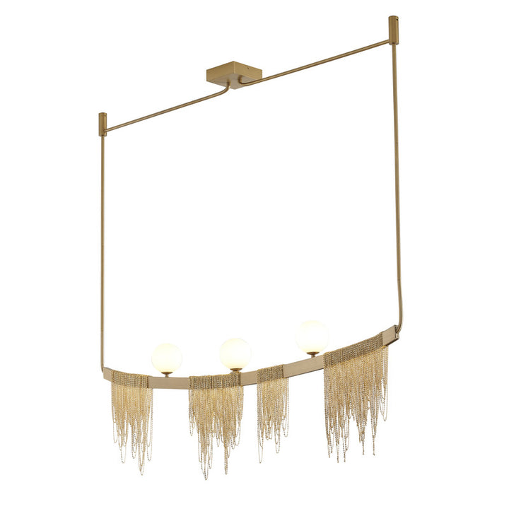 Hairline Chandelier with Stainless Steel Hanging Chains &amp; Glass Shades