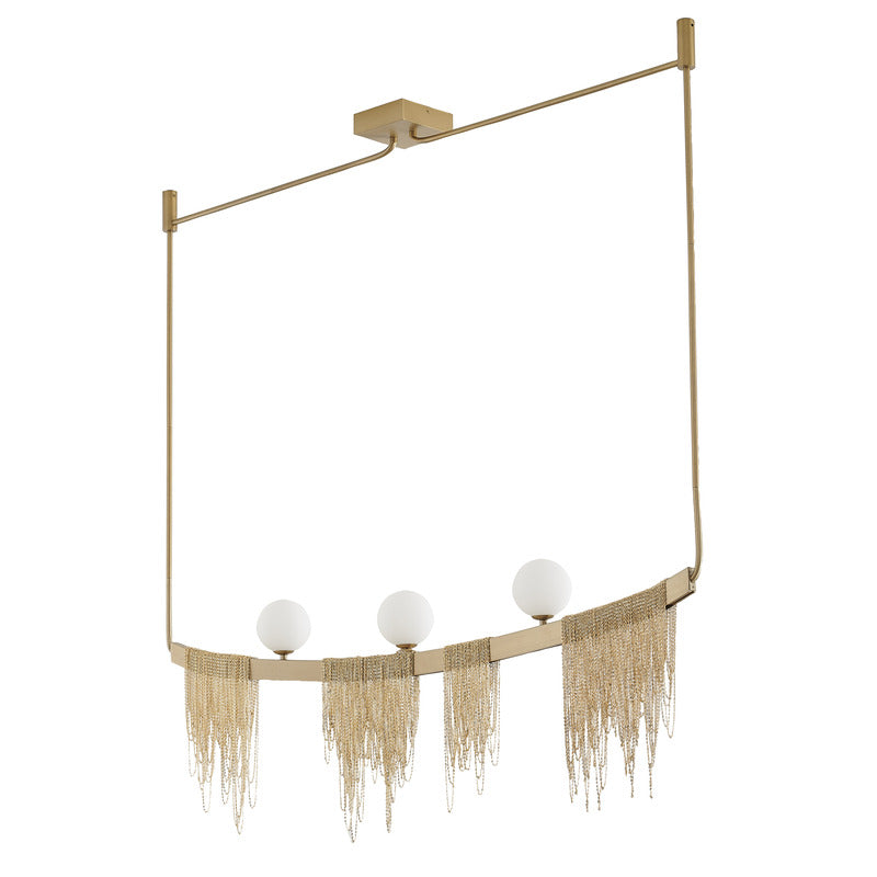 Hairline Chandelier with Stainless Steel Hanging Chains & Glass Shades by Bethel - view 2