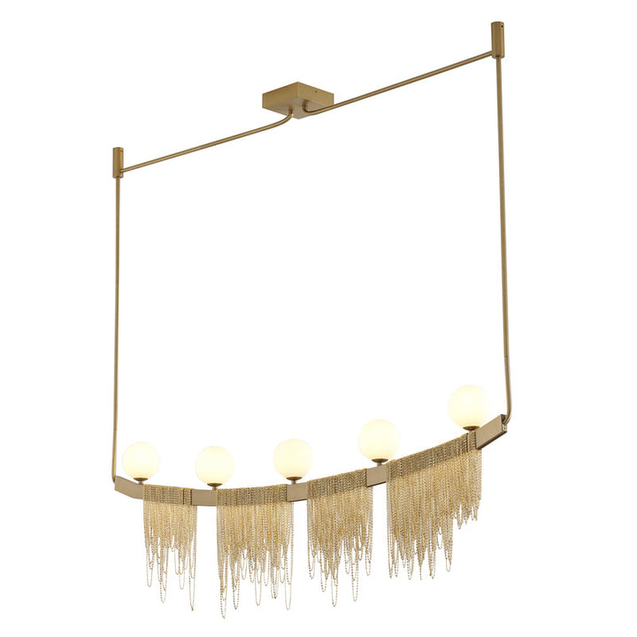 Hairline Chandelier with Stainless Steel Hanging Chains &amp; Glass Shades