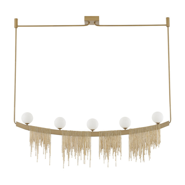 Hairline Chandelier with Stainless Steel Hanging Chains &amp; Glass Shades