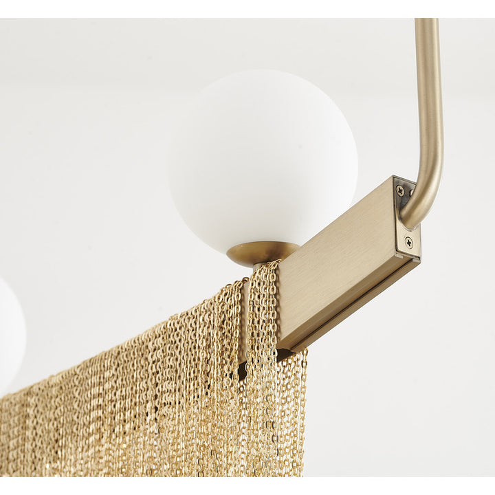 Hairline Chandelier with Stainless Steel Hanging Chains &amp; Glass Shades