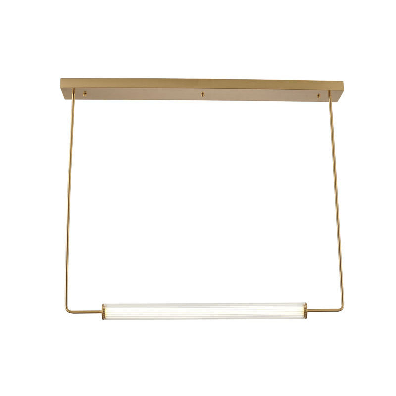 Brass Frame LED Chandelier with Clear & White Glass Cylinder Shade by Bethel