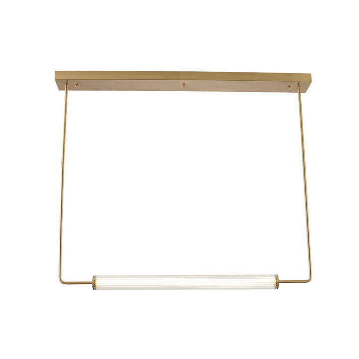 Brass Frame LED Chandelier with Clear &amp; White Glass Cylinder Shade