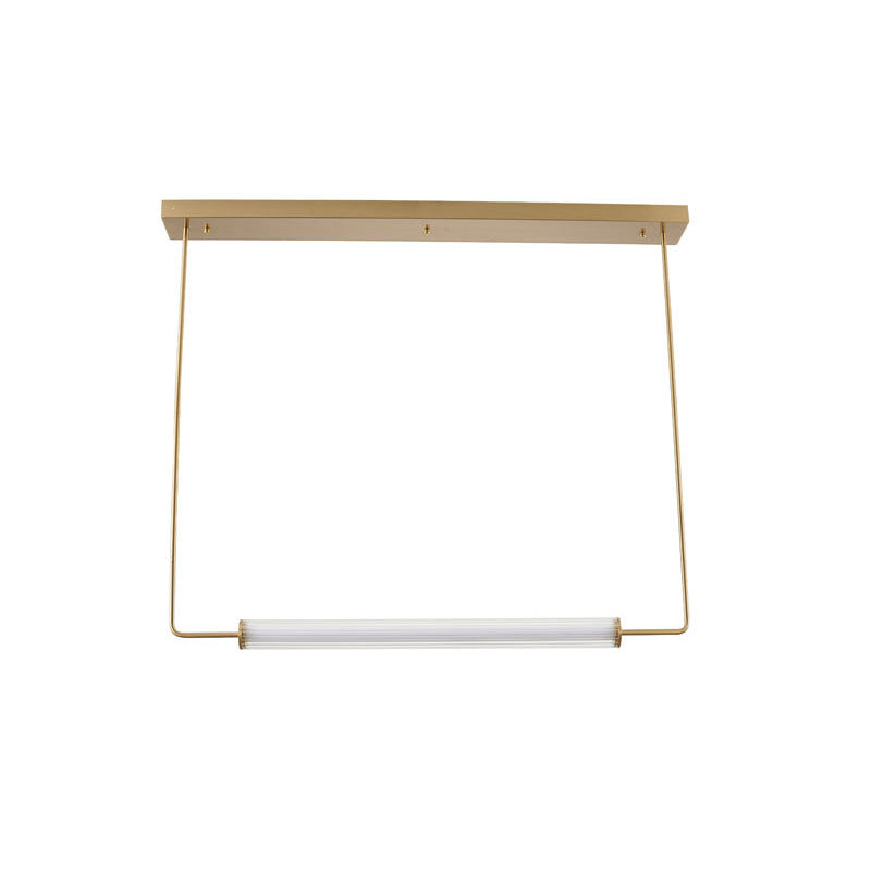 Brass Frame LED Chandelier with Clear &amp; White Glass Cylinder Shade