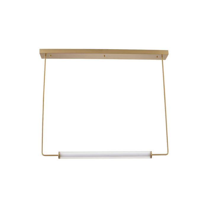Brass Frame LED Chandelier with Clear &amp; White Glass Cylinder Shade