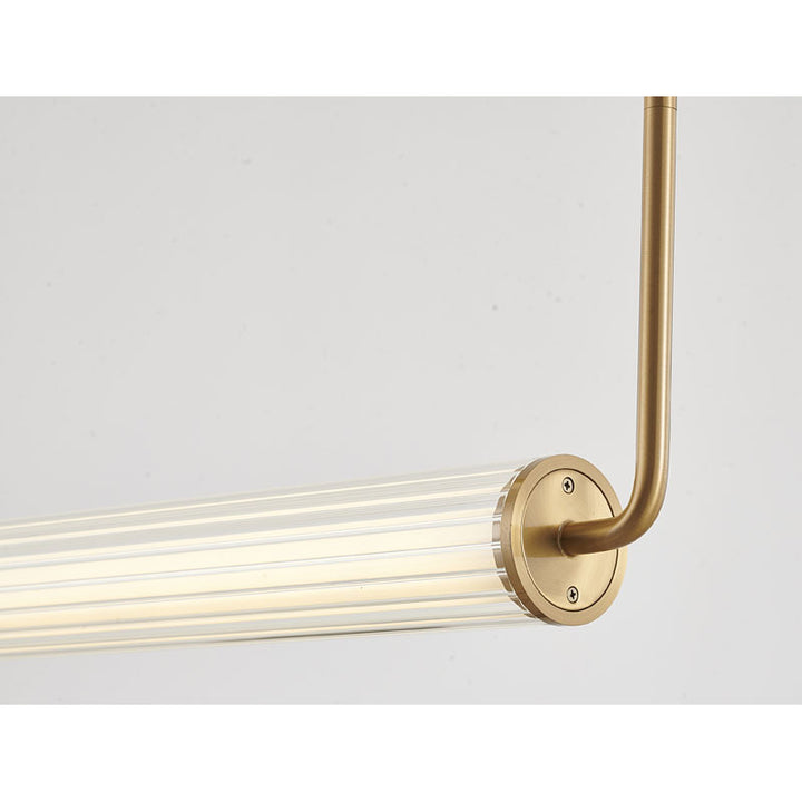 Brass Frame LED Chandelier with Double Clear &amp; White Glass Cylinder Shade