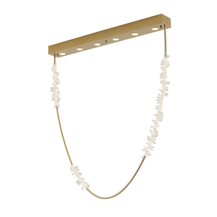 Gold Hairline Hoop Rope Chandelier with Clear Crystal Details Not Adjustable in