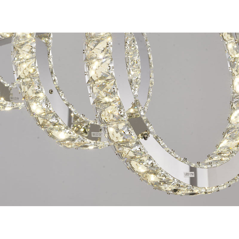 Five Ring Chrome Frame LED Chandelier with Clear Crystals by Bethel - view 6